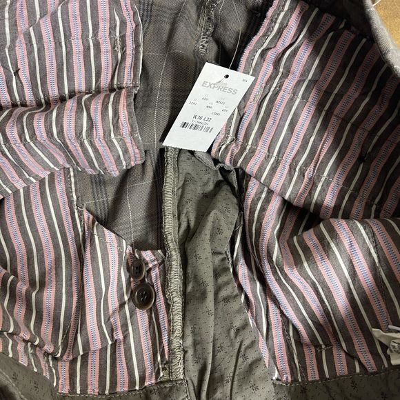 nwt express women's the producer chino size 36x32 5 pocket brown plaid pants - Picture 7 of 16